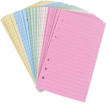 Chris.W Bunte, linierte Nachfülleinlagen mit 6 Löchern für Organizer in persönlicher Größe, 5 Farben, lose Blätter, Planerpapier, 100 Blatt/200 Seiten, liniert (9,5 x 17,5 cm)