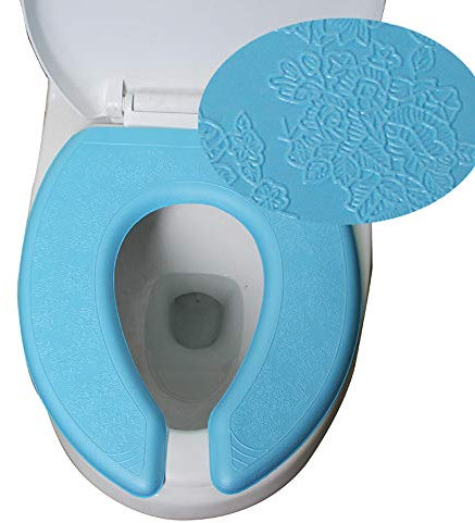 Universal EVA Foam Waterproof Toilet Seat Cushion Toilet Seat Cover Cushion Pad Toilet Seat Paste-Type Washable Closestool Waterproof Dampproof (Blue)