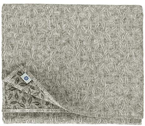 Linen & Cotton Luxus Jacquard Damast Tischdecke Tischtuch Tischwäsche Isla -100% Leinen, Weiß/Weiss Schwarz (140 x 140 cm) Festliche Quadratisch für Home Küche Dekoration Gastronomie Hotel Hochzeit