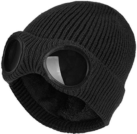 AMOYER Unisex Wolle Gestrickte Goggles Beanie Warmer Winter Stilvoller Hut Herbst Outdoor Sport Cap