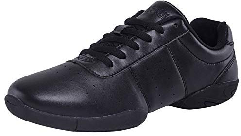 DADAWEN Damen Cheer Schuhe Mädchen Sneaker Outdoor Fitness Gymnastik Training Jazz Yoga Tanzschuhe,Schwarz,44 EU