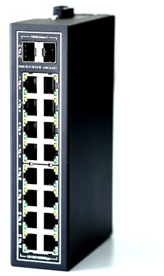 WIWAV WDH-16GT2GF-DC 10/100/1000Mbps Nicht verwaltete 18-Port-Gigabit-Industrie-Ethernet-Switches mit DIN-Schiene/Wandhalterung (UL-gelistet, lüfterlos, -30 ℃ ~ 75 ℃)