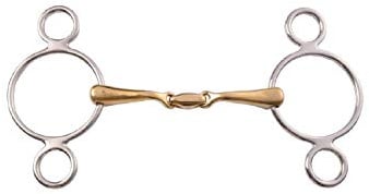 AMAHORSE Filetto pessoa snodato con olivetta, imboccatura curva piena anello 70mm imboccatura 16 mm cavallo morso (14,5)