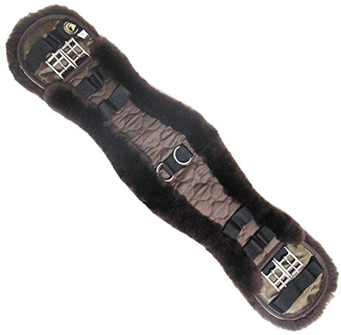 Merauno® Lammwolle Konturgurt Sattelgurt, Kurzgurt Dressurgurt, aus Qualitäts Merino Lammwolle, spezielle anatomisch konkave Form, für bessere Rutschfestigkeit. Farbe:Natur,Schwarz,Braun,Anthrazit