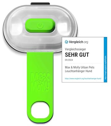 Max Molly | LED Sicherheitslicht für Leine, Geschirr, Halsband, Grün, sehr hell