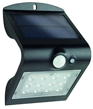 REV – Außenlampe mit Bewegungsmelder – Solarlampe für außen mit 1200mAh Li-Ion-Akku – LED Strahler wasserdicht IP65, 1,5W – schwarz
