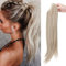 Ponytail Extension Pferdeschwanz Zopf mit Klammer Haarteil Haarverlängerung Hair Piece Haar Hitzebeständig Micro-wavy wie Echthaar 22(55cm) Aschblond Mix Bleichblond