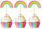 Blumomon 24 Pack Rainbow Cupcake Toppers Colorful Rainbow Happy Birthday Theme Cake Decorations for Rainbow Birthday Party Decoration Supplies