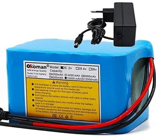 Batterie de vélos électriques 24V 10Ah Batterie Lithium-ION 6s4p 25.2v 10000mAh vélo électrique cyclomoteur Batterie Lithium-ION avec BMS + Chargeur