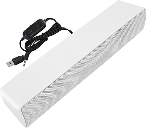 Altavoces de Barra de Sonido para PC, Altavoces para Juegos de Computadora con Cable, Barra de Sonido con Estéreo Envolvente, Reproductor de Música, Caja de Sonido Envolvente de Graves,(Blanco)