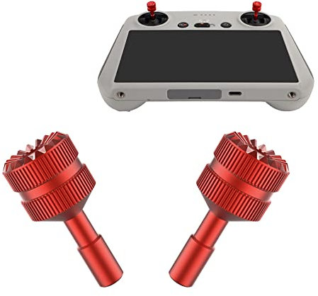 Hensych 1 Paar 2 g Joystick aus Aluminiumlegierung für Mini 3 Pro mit Bildschirm-Fernbedienung, Daumen-Wippstab, abnehmbare Joystick-Stange für D-J-I RC-Zubehör (rot)
