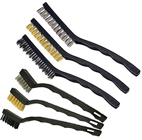 Sayago 6PCS Brass Wire Brush Wire Brushes Set Small Mini Wire Brush (Nylon Brass Stainless Steel)