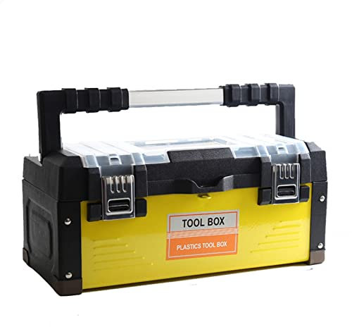 Werkzeugkoffer Werkzeugkiste mit herausnehmbarem Tablett mit Doppelschloss gesichert, Kleinteilekiste, Kunststoff-Werkzeugkiste mit Metallgriff, zur Aufbewahrung von Bastelarbeiten, Haushalt Werkzeugk