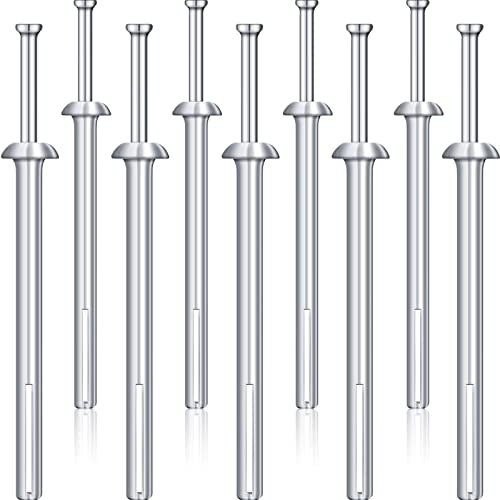 100 Pcs 1/4 x 3 Drive Nail in Anchor Drive Expansion Cement Hammering Anchors Pin Rustproof Zinc Plated Concrete Nails Heavy Duty for Brick Drywall Metal Wood, Hammer Fasteners Kit
