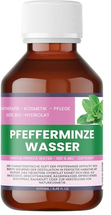 Bio-Pfefferminzwasser 250 ml – 100% Reines Mentha Piperita Hydrolat für Haut, Haare & Aromatherapie - Zertifiziert - naturrein