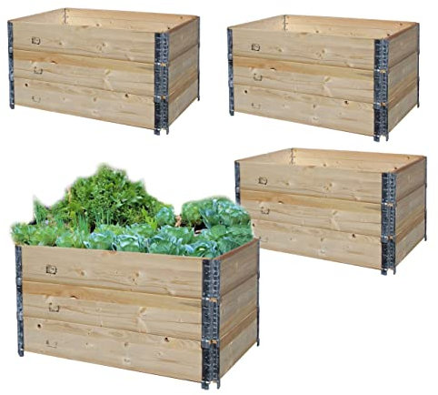 Hochbeet Holzaufsatzrahmen Set 12 Stück Palettenrahmen 120x80cm Holzrahmen Stapelbar Steckbar