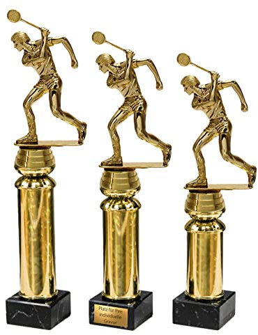 eberin · Squash Pokal · Squash Herren · Squash-Spieler auf Goldsäule/Marmor schwarz · Auszeichnung · Pokal · in 3 Größen erhältlich · mit oder ohne Gravur · (Größe: 30cm)