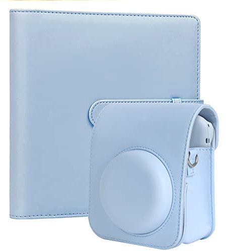 256 Pockets Mini Photo Album with Camera Case for Instax Mini 12 Camera (Blue)