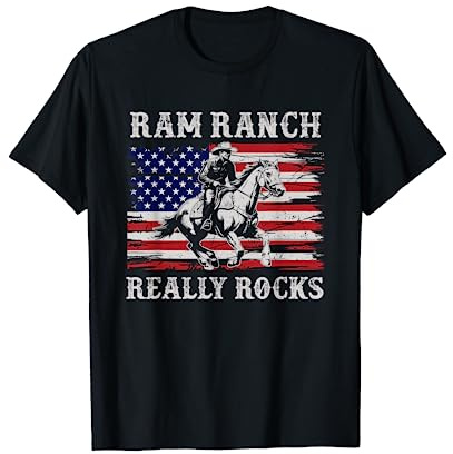 Ram Ranch Really Rocks Vintage Western Country USA FLag T-Shirt