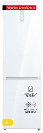 Corberó - Frigorífico Combi | CCGLM201723NFW | 378L | 66x59,5x201 | No Frost | Inverter | Display en Puerta | Metal Back Cooling | Botellero de 4 | Luz LED | Fresh Box | Crisper | 38 Db| Blanco