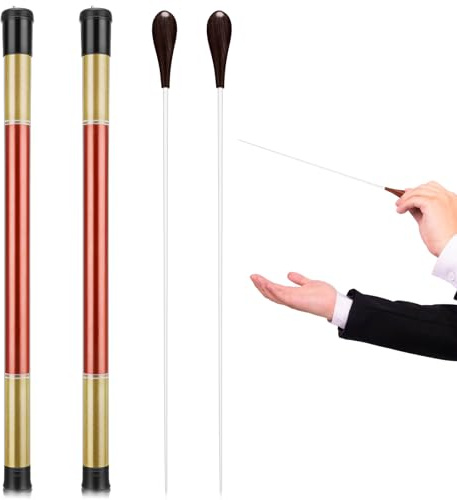 Yeshone 2 Pcs 15 Inch Music Conducting Baton with Case Conductor Baton Orchestra Rosewood Handle Music Conductor Batons Lightweight Choir Director Batons for Choral Concert(Black)