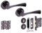 HANDLEZONE® Zena Door Handles on Rose 3 Lever Lock Pack with Ball Bearing Hinges - Black Nickel