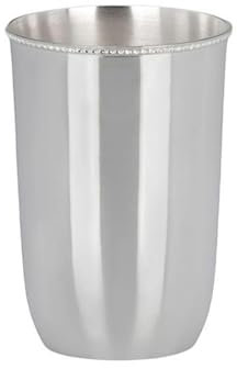 H.Bauer jun. Trinkbecher 10 cm - versilberter Metallbecher mit Perlrand, glatt poliert & anlaufgeschützt, eleganter Becher aus Metall für Wasser, Wein, Longdrinks, Hausbar, Festtafel & Geschenk