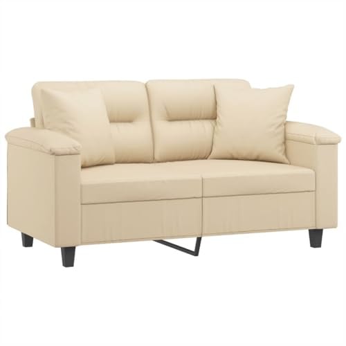 vidaXL Sofa 2 Sitzer, Couch mit Kissen, Liegesofa für Wohnzimmer, Polstersofa Sessel Relaxsofa Loungesofa Relaxcouch, Creme Mikrofasergewebe