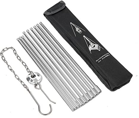 Camping Tripod Campfire Cooking Dutch Oven Tripod Folding Grill Stand Tripod Aluminium Alloy Stove Tripod for Dutch Ovens, Coffee Pots, Tea Pots, Silver Camp Cook Set