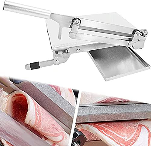 Stainless Steel Cutter Machine for Home,Manual Frozen Meat Slicer,Commercial Beef Mutton Roll Cutting Slicers Adjustable Thickness