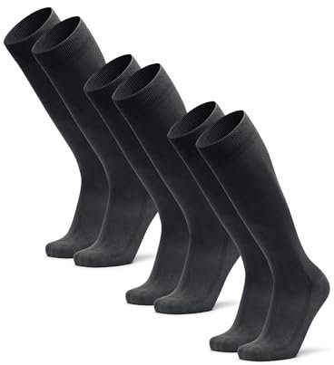 DANISH ENDURANCE Chaussettes Montantes en Fibre de Bambou Ultra Douce, Hautes, Homme Femme, 3 Paires Gris 43-47