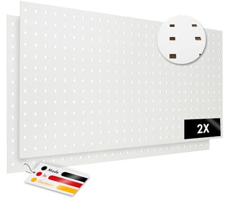 PEGBOARD - MADRID Lochwand 122 x 61 x 0,3 cm MDF weiß lackiert - Hergestellt in Deutschland - Heizkörperverkleidung, Türfüllung, Paravent oder Lüftungsgitter - Dekorative Lochplatte [Duopack]