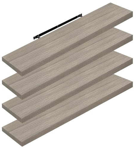 WOLTU Étagère Murale, Étagère Suspendue, Étagère Flottante en MDF, Lot de 4, pour Salon, Cuisine, Chambre, Salle de Bain etc RG9315grdc-4