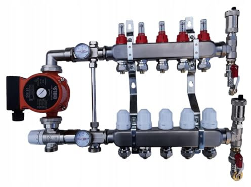 Heating-Install Festwertregelset Fußbodenheizung Heizkreisverteiler 5 Kreise Mischgruppe Temperaturregeleinheit Heizungsverteiler IBO Umwälzpumpe Mischventil Entlüftungsgruppe