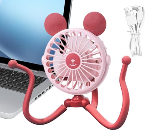 Ventilador portátil para cochecito – Ventilador de trípode con clip para cochecito | Ventilador portátil eléctrico flexible con clip para carrito silencioso para uso en cinta de correr