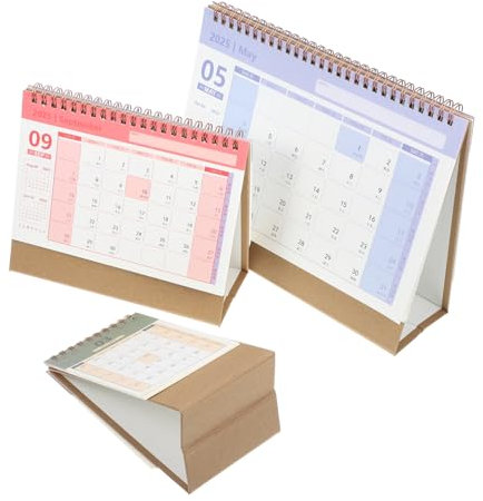HONMEET 3stücke Schreibtischkalender Stehkalender fürs Büro Monatskalender Tischkalender Kalender Notizkalender Dekorativer Stehkalender Kalender