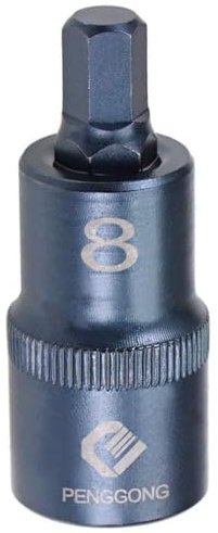Juttzzei 1/2 Drive x H8 (8mm) Hex Bit Socket, Premium S2 Steel H8 Hex Bit with 2 Length for Torque Wrench, Ratchet Wrench