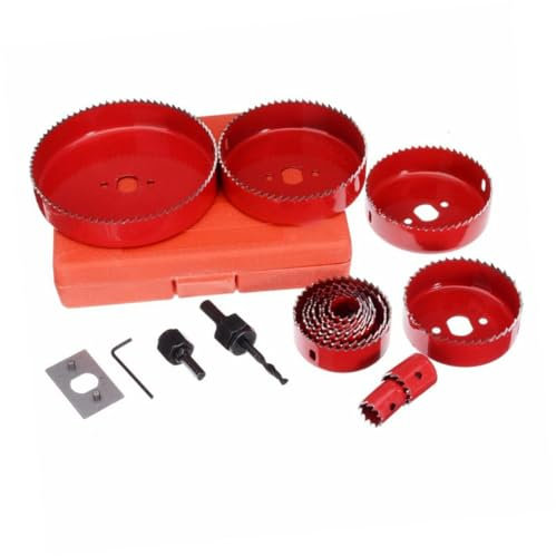 SEWOART Juego De 16 Piezas. de carpintería herramienta de perforación de agujeros broca para paneles de yeso baul almacenamiento baul almacenaje cortador de madera y metal rojo