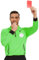 Soccer Referee Shirt Jersey kit Long Sleeve Pro Ref Costume Umpire Uniform with 3 Pcs Replace 3 Round Adhesive Hook & Loop Badge Holder, Referee Wallet with Red Card and Yellow Card, Green, S