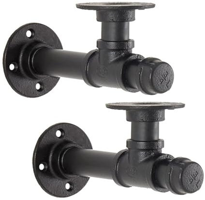 Pevfeciy Regalhalterung Schwarz Industrial Style, Vintage Regalträger, Regal Halterung Wand, Rohr Wandregal Halterung,2,25cm