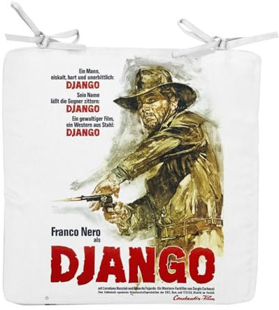 Fabulous Stuhlkissen, quadratisch, Django, altes Filmposter, Retro, Kino, Vintage, Western, 40 cm – Stuhlkissen