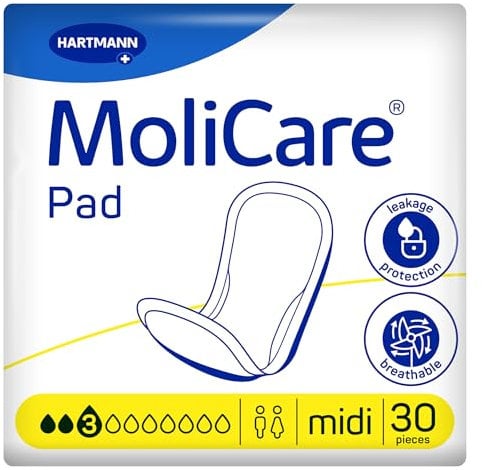 MoliCare Pad 3 Tropfen Inkontinenzeinlagen für Frauen und Männer bei leichter Blasenschwäche, Geruchsneutralisation, Auslaufschutz, fortschrittlicher Hautschutz, 180 Stück