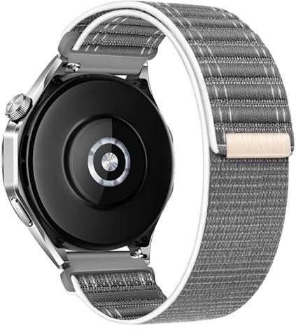 22mm Armband Kompatibel mit Huawei Watch GT5 Armband/GT4/GT3/GT2 46mm Stoffarmband für GT4 Pro/GT3 Pro/GT 2e/Watch 4/3/2 Nylon Uhrenarmband (Grau)
