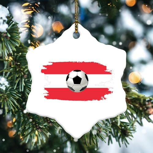 Fußball-Thema, Österreich, Weihnachtsschmuck, globale Welt-Flagge, Reise-Reise, hängende Ornamente, Weihnachts-Party-Dekorationen, Sechsecke, Keramik, Kreis, Souvenir für Freunde, Familien