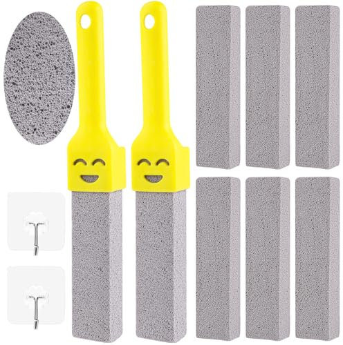 HGRGHH 8 Stück Cleaning Block WC, Bimsstein Reinigungsstein mit 2 Griff & 2 Häkchen, Bimsstein Toilettenreiniger für Hartes Wasser, Toilette-Reinigungsstein, Pumice Stone für WC Dusche Bad Grill Küche