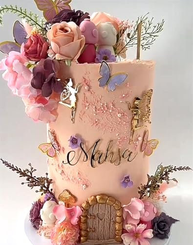 JeVenis 25 Stück Pilz Haus Tortendeko Pilz Tortendeko Feen Kuchen Dekoration Rosa Garten Partybedarf Feen Partygeschenke Fee Kuchen Dekoration