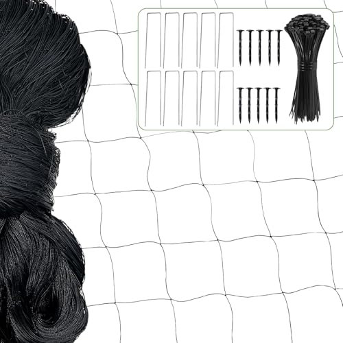 Xbessc 7.5 * 15m Vogelschutznetz Nylon Vogelnetz Teichnetz Feinmaschig Schwarz Laubnetz Engmaschig Taubennetz Katzennetz Schutznetz für Hühnerzaun Garten Balkon Teich Kirschbaum (Maschenweite 5 * 5cm)