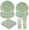 96 Stück Salbei Grün Partygeschirr,Salbei Grün Geburtstag Party Pappteller Becher Servietten Partyteller Set,für Geburtstag Kinder Party Dekoration Papier Geschirr Set