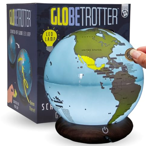 Boxer Gifts Globe Trotter Light-Up LED Scratch Off World Map - Unique Travel Gifts for Travellers Campervan and Van Life