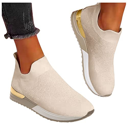 Vamos Schuhe Damen Weite m, Sneaker Damen Schwarz Weiß Leicht Mesh Sportschuhe - Atmungsaktive Bequeme Turnschuhe Joggingschuhe Fitness Stoßfest Laufschuhe Sommerschuhe Outdoor Slip On Walkingschuhe